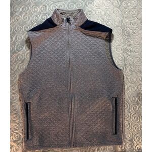 Cremieux Mens Gray Quilted Vest Full Zip Mock Neck Sleeveless Jacket Medium